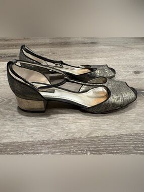 Dolce & Gabbana silver & black kitten heels